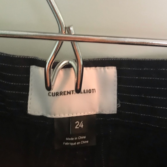 Current/Elliott The Confidant Pinstripe Trouser Pant in Navy Blue Size 24 - Picture 16 of 16